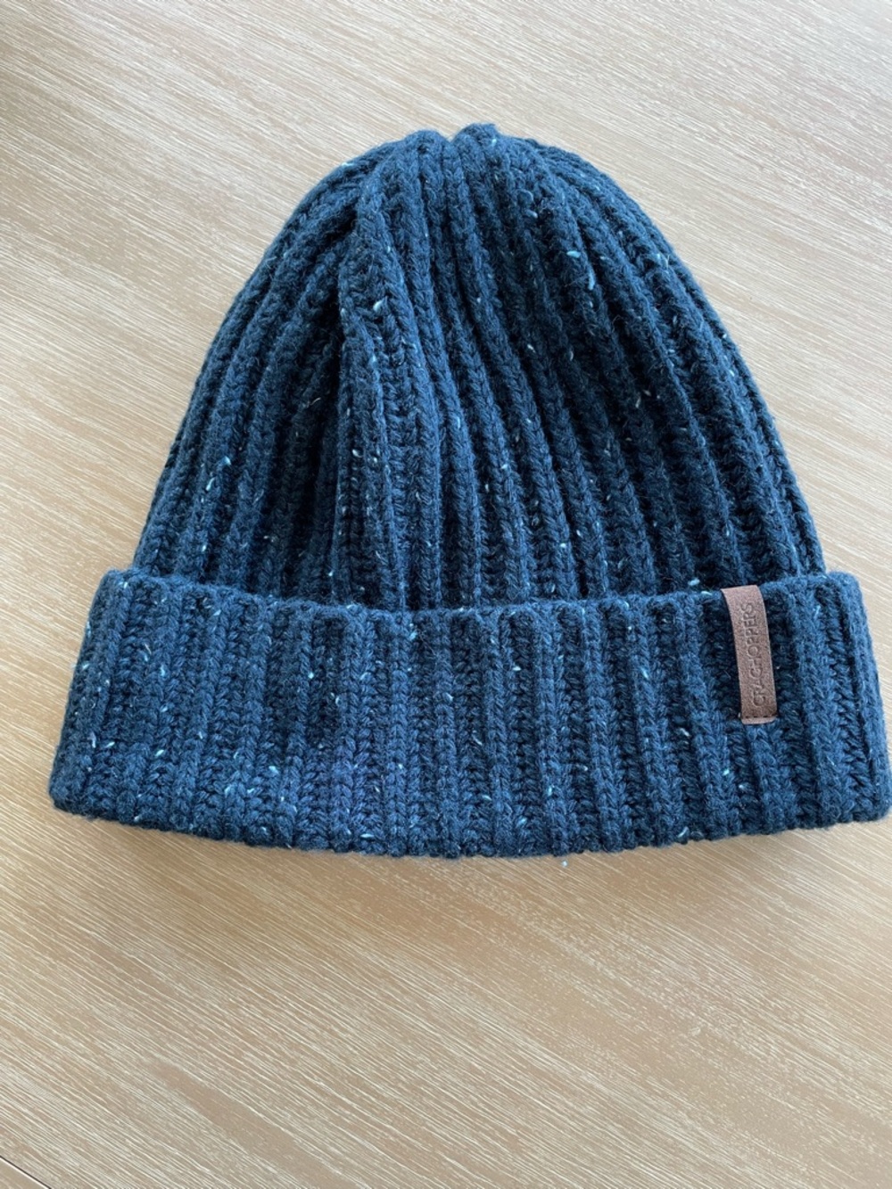 Craghoppers Blue Rib Knit Beanie with Folded Cuff
